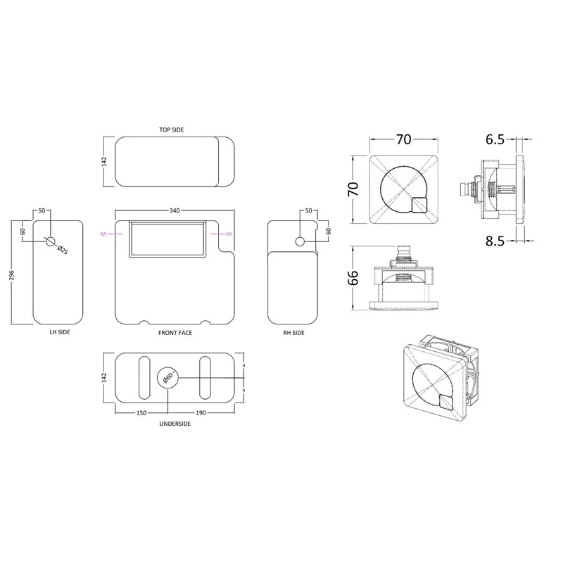 Universal Access Dual Flush Concealed Cistern With Side Inlet & Square Flush Plate - Brushed Brass