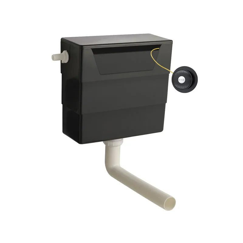 Universal Access Dual Flush Concealed Cistern With Side Inlet & Traditional Flush Button - Matt Black