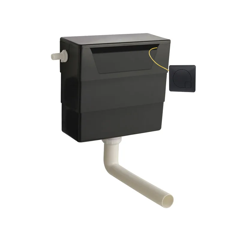 Universal Access Dual Flush Concealed Cistern With Side Inlet & Square Flush Plate - Matt Black