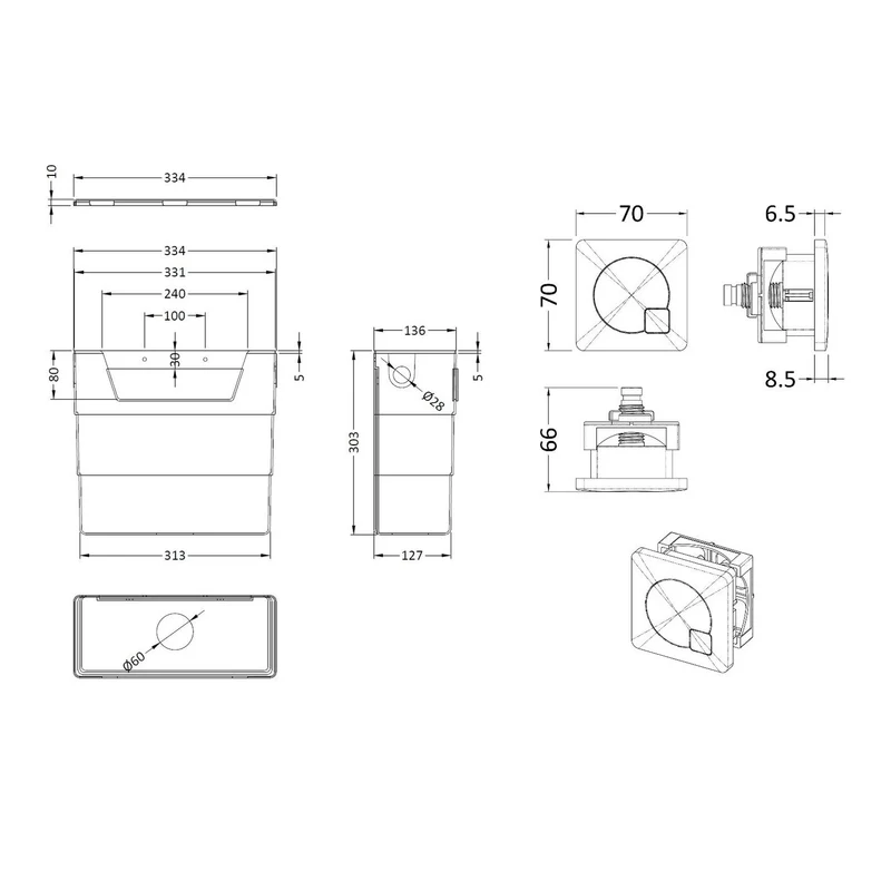 Universal Access Dual Flush Concealed Cistern With Side Inlet & Square Flush Plate - Matt Black