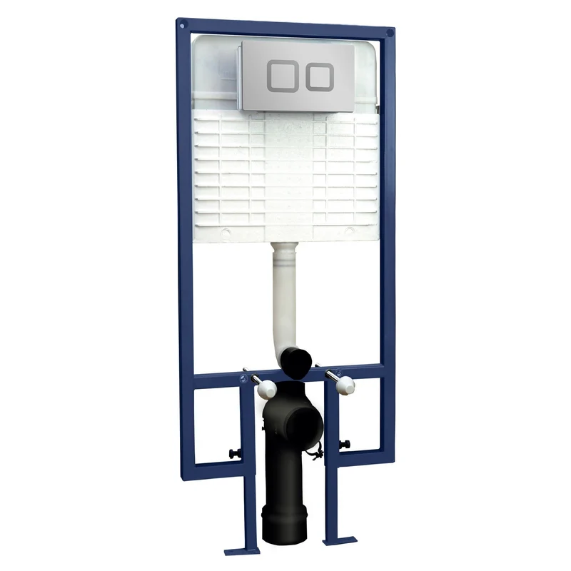 Standard Height Wall Hung Toilet Frame with Concealed Cistern & Chrome Square Flush Plate