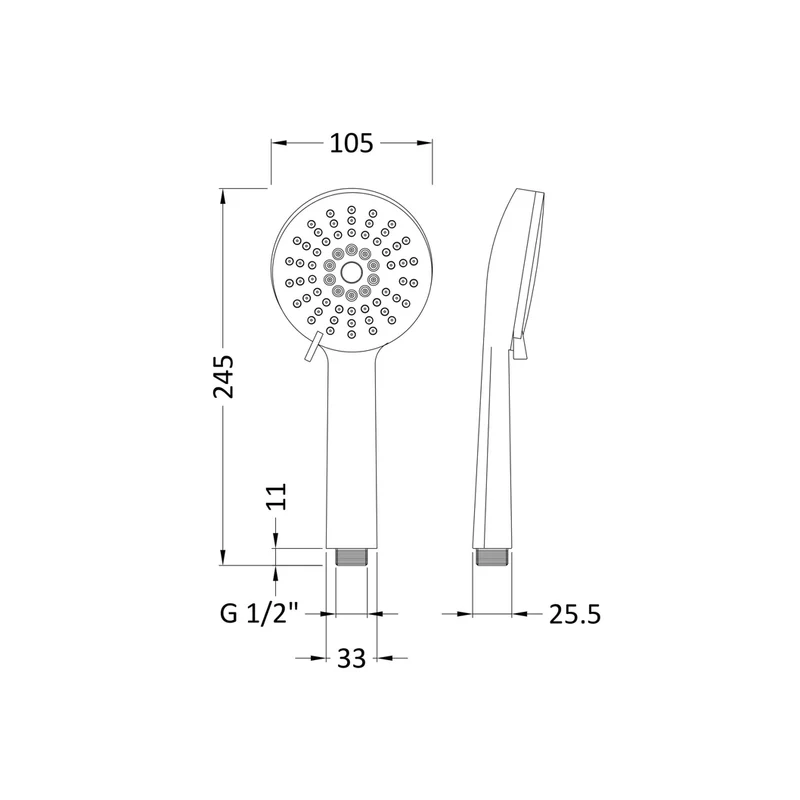 Nuie Multifunction Water Saving Handset Contemporary Chrome ABS 245x105x26mm