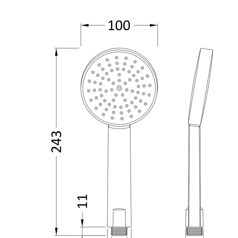 Nuie Single Function Water Saving Handset Contemporary Chrome ABS 243x100x23mm