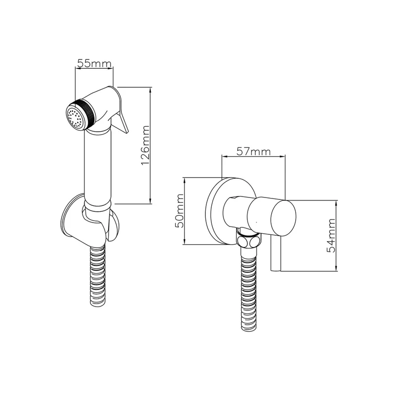 Nuie Douche Spray Kit Contemporary Chrome Brass ABS 25x25x130mm