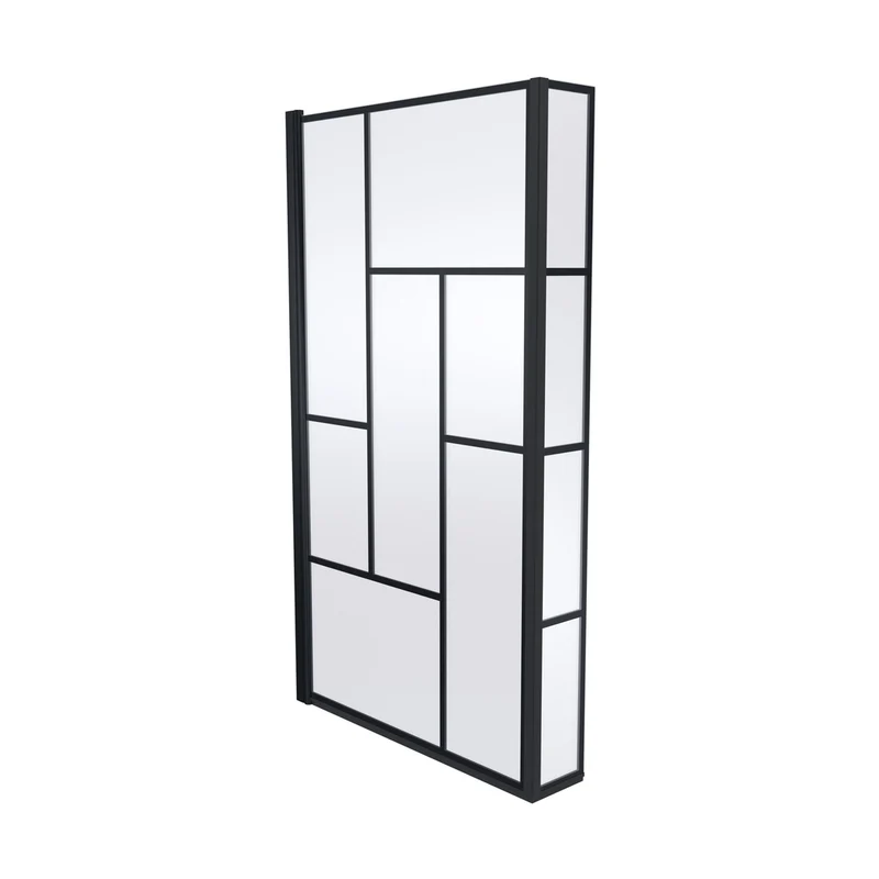 Nuie ABStract Bath Screen Contemporary Matt Black Aluminium 1430x795x150mm