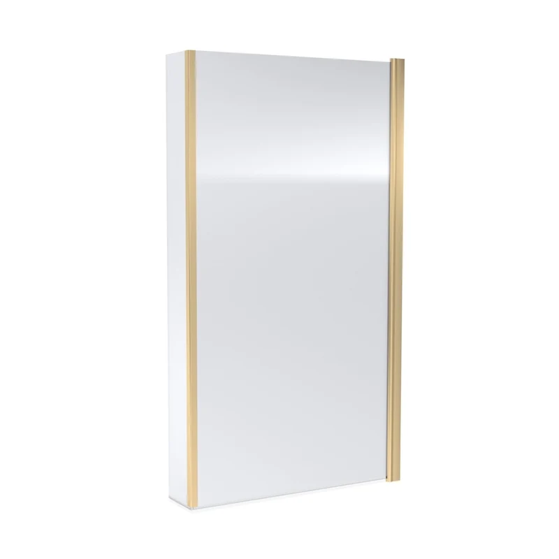 Nuie Square Fixed Bath Screen With Fixed Return - 6mm Contemporary Brushed Brass Aluminium 1430x795x150mm