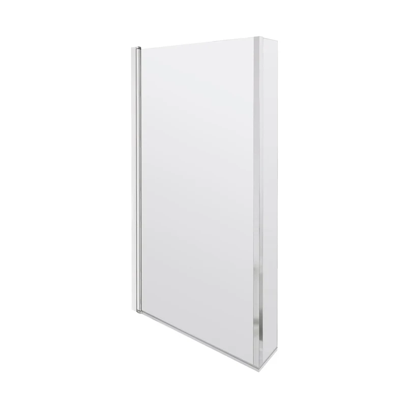 Nuie L-shaped Bath Screen Hinged Contemporary Chrome Aluminium 1430x795x150mm