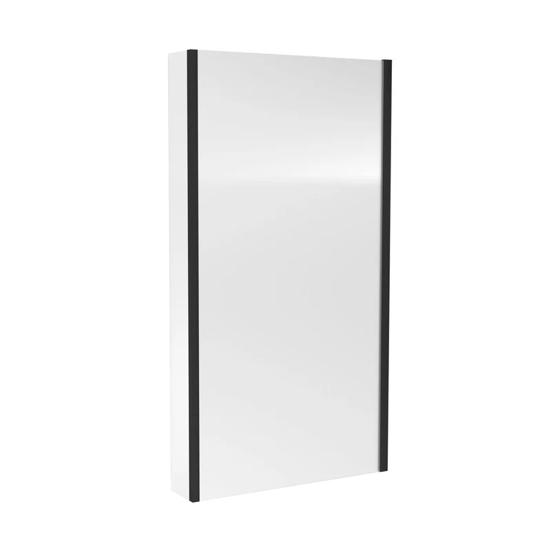 Nuie Square Bath Screen With Fixed Return Contemporary Matt Black Aluminium 1400x815x38mm