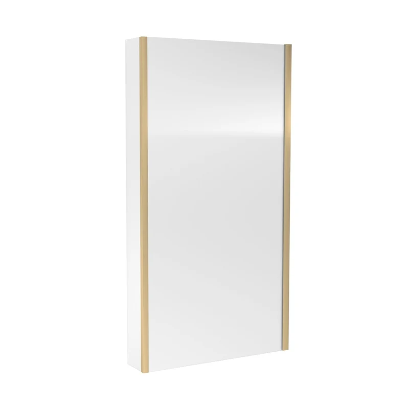Nuie Square Bath Screen With Fixed Return Contemporary Brushed Brass Aluminium 1400x815x38mm