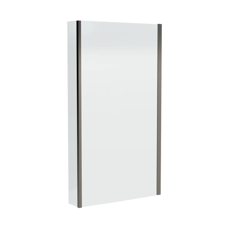 Nuie Square Fixed Bath Screen With Fixed Return - 6mm Contemporary Brushed Pewter Aluminium 1400x815x38mm