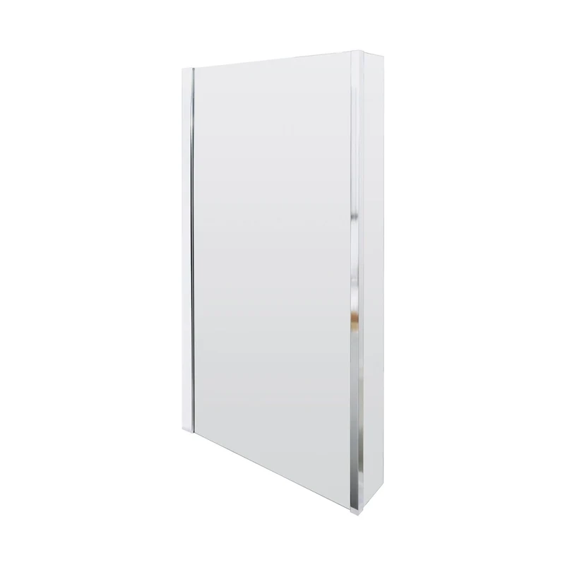 Nuie L-shaped Fixed Bath Screen Contemporary Chrome Aluminium 1400x815x150mm