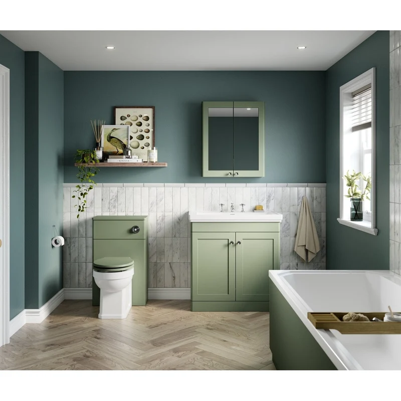 Nuie Classique Soft Close Wooden Toilet Seat Traditional Satin Green MDF Vinyl,zinc Alloy 60x350x451mm