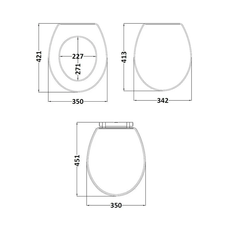 Nuie Classique Soft Close Wooden Toilet Seat Traditional Soft Black MDF Vinyl,zinc Alloy 60x350x451mm