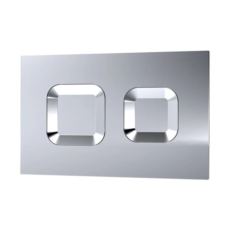 Nuie Toilet Accessories Square Dual Flush Push Button Contemporary Chrome Stainless Steel