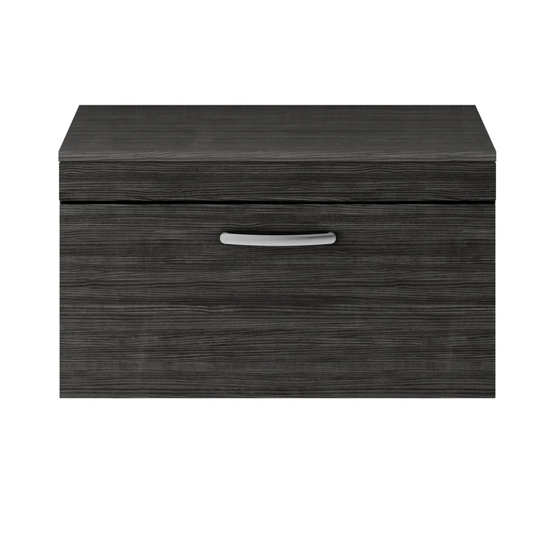 Cape 800mm Wall Hung Single Drawer Vanity Unit & Worktop - Charcoal Black