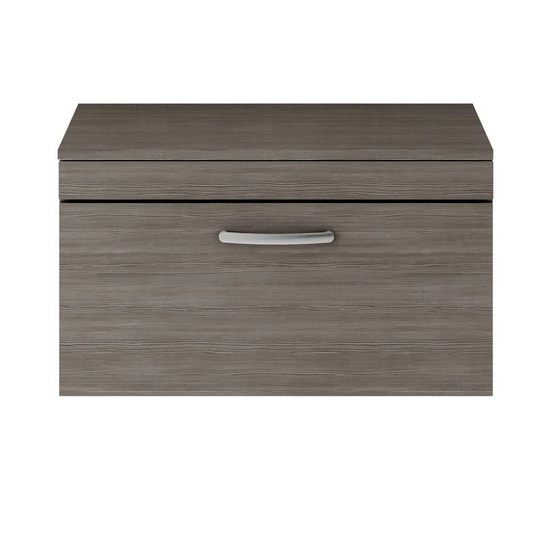 Cape 800mm Wall Hung Single Drawer Vanity Unit & Worktop - Anthracite Woodgrain