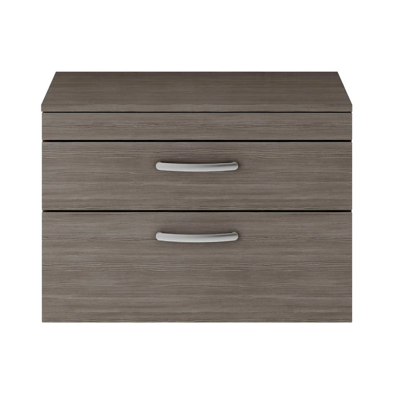 Cape 800mm Wall Hung 2 Drawer Vanity Unit & Worktop - Anthracite Woodgrain