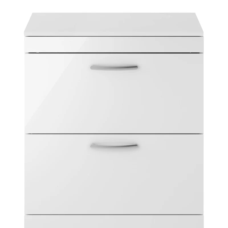 Cape 800mm Floor Standing 2 Drawer Vanity Unit & Worktop - Gloss White