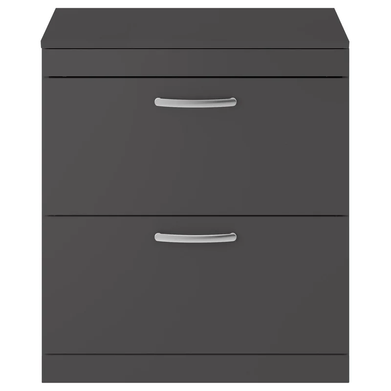 Cape 800mm Floor Standing 2 Drawer Vanity Unit & Worktop - Gloss Grey