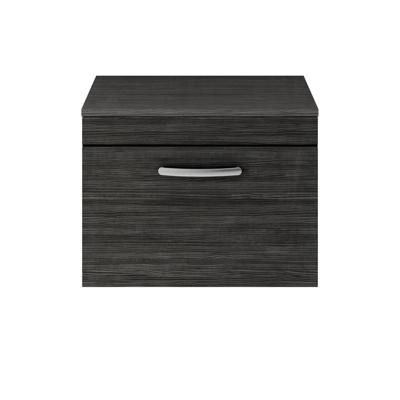 Cape 600mm Wall Hung Single Drawer Vanity Unit & Worktop - Charcoal Black