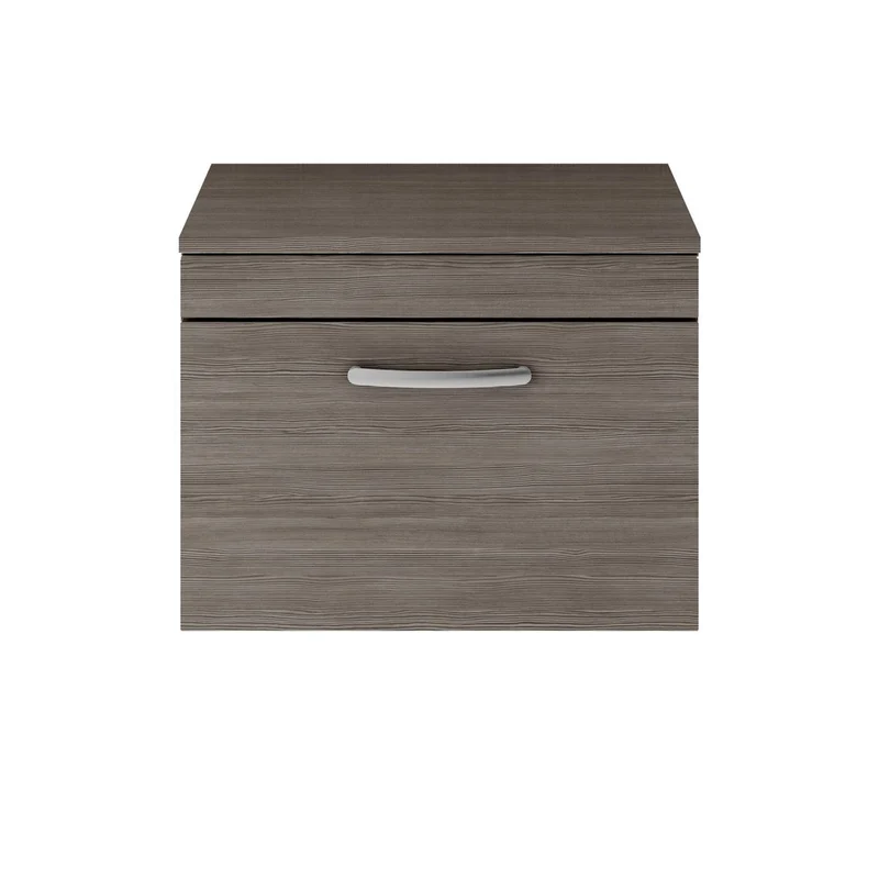 Cape 600mm Wall Hung Single Drawer Vanity Unit & Worktop - Anthracite Woodgrain