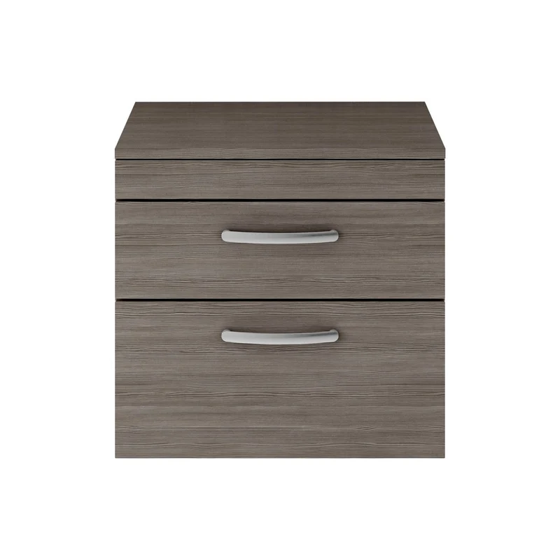 Cape 600mm Wall Hung 2 Drawer Vanity Unit & Worktop - Anthracite Woodgrain