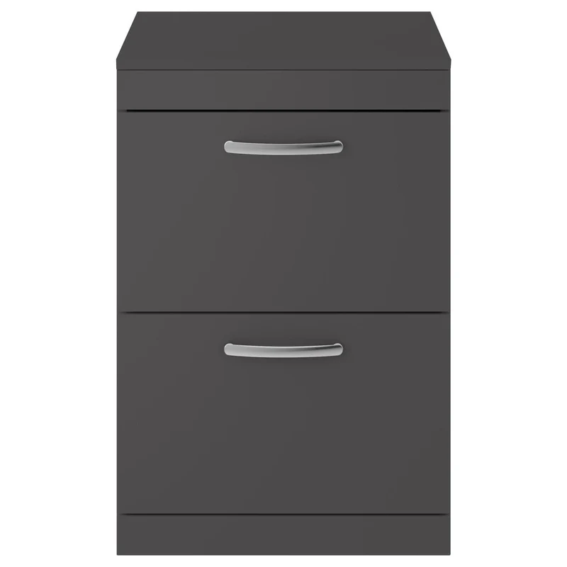 Cape 600mm Floor Standing 2 Drawer Vanity Unit & Worktop - Gloss Grey