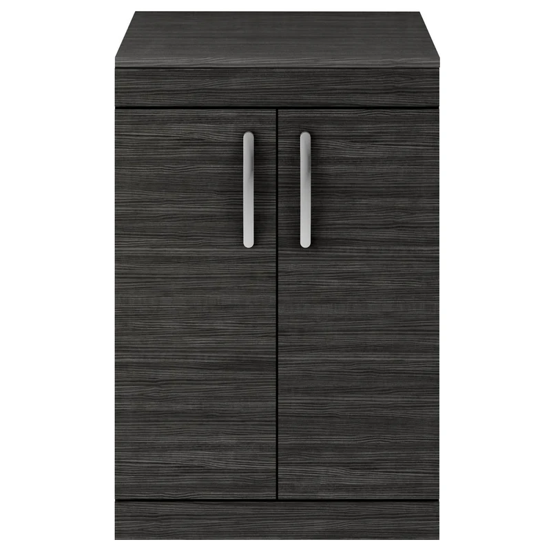 Cape 600mm Floor Standing 2 Door Vanity Unit & Worktop - Charcoal Black