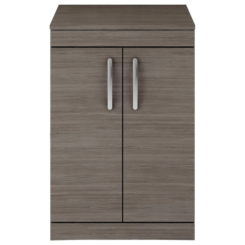 Cape 600mm Floor Standing 2 Door Vanity Unit & Worktop - Anthracite Woodgrain