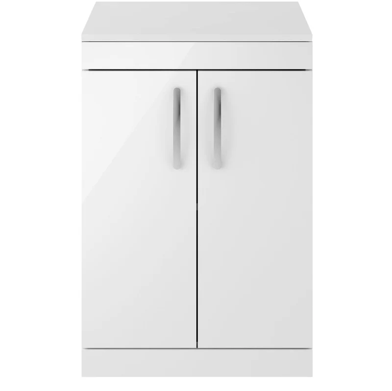 Cape 600mm Floor Standing 2 Door Vanity Unit & Worktop - Gloss White