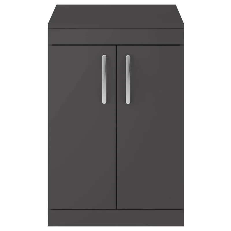 Cape 600mm Floor Standing 2 Door Vanity Unit & Worktop - Gloss Grey