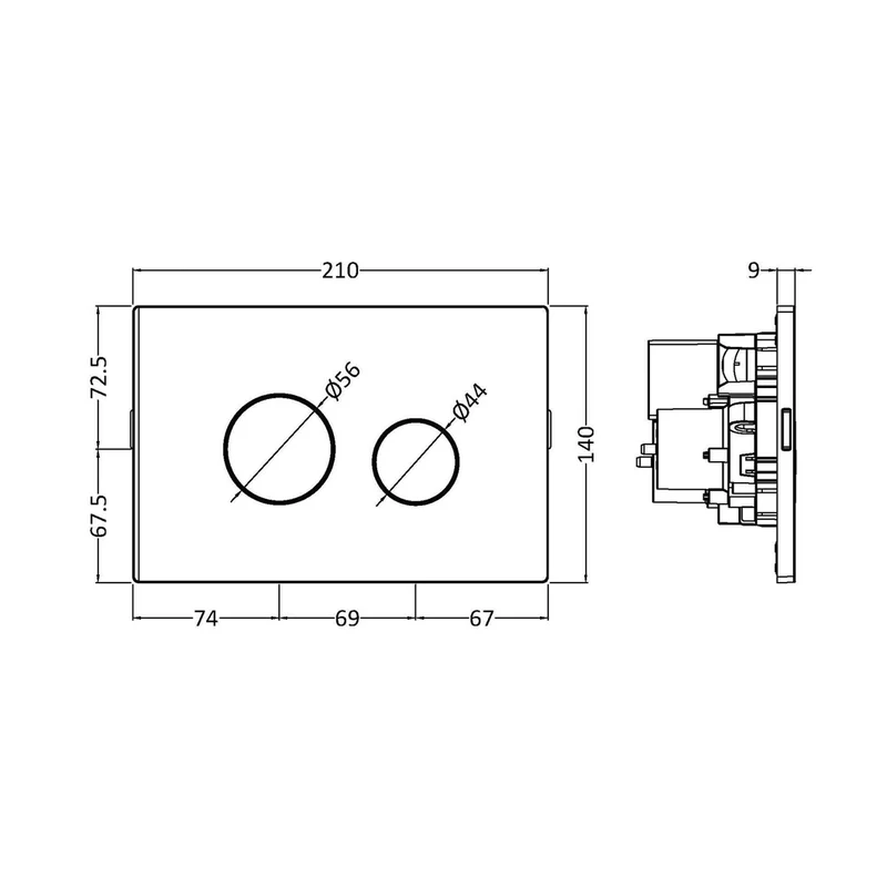Nuie Toilet Accessories Brushed Brass Round Plate For Pneumatic Dual Flush Contemporary ABS 70x70x99mm
