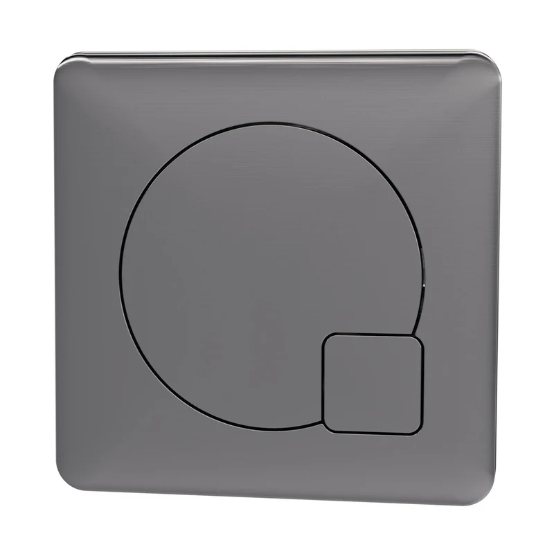 Nuie Toilet Accessories Square Dual Flush Gun Metal Push Button Contemporary Brushed Pewter ABS 70x70x99mm