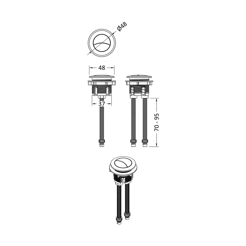Nuie Toilet Accessories Matt White Cistern Push Button Contemporary ABS 160x45x45mm