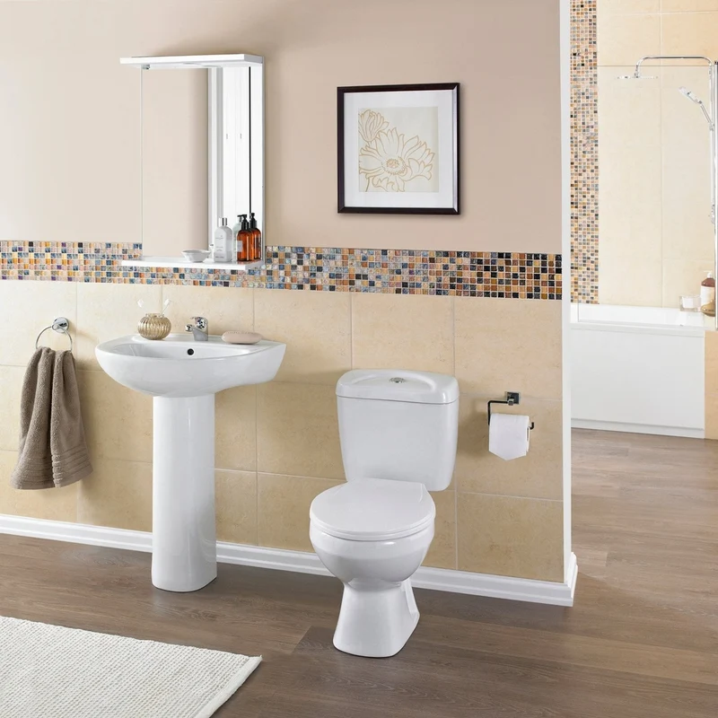 Nuie Melbourne Pan, Cistern & Seat Contemporary White Vitreous China 748x382x635mm
