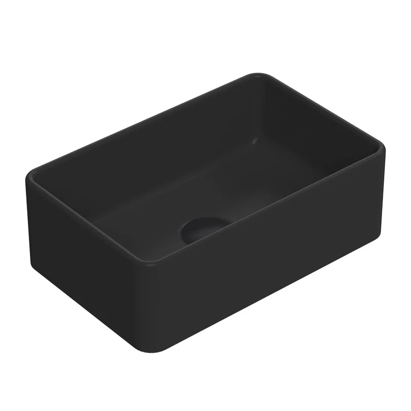 Nuie Vessels Rectangular Vessel Contemporary Matt Black Vitreous China 120x365x235mm