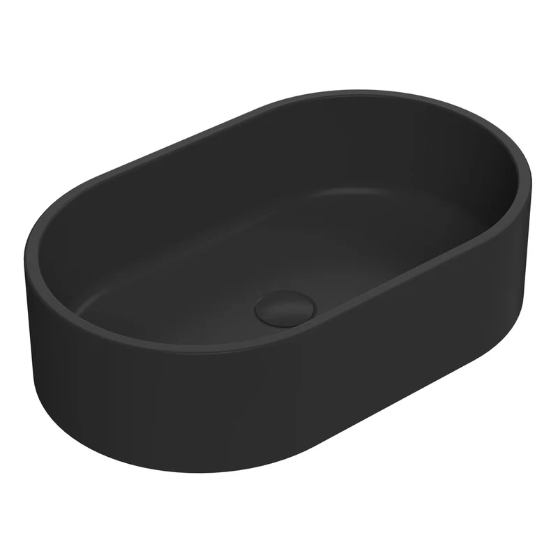 Nuie Vessels Oval Vessel Contemporary Matt Black Vitreous China 145x565x350mm
