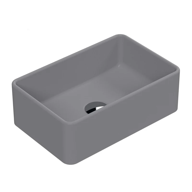 Nuie Vessels Rectangular Vessel Contemporary Matt Grey Vitreous China 120x365x235mm