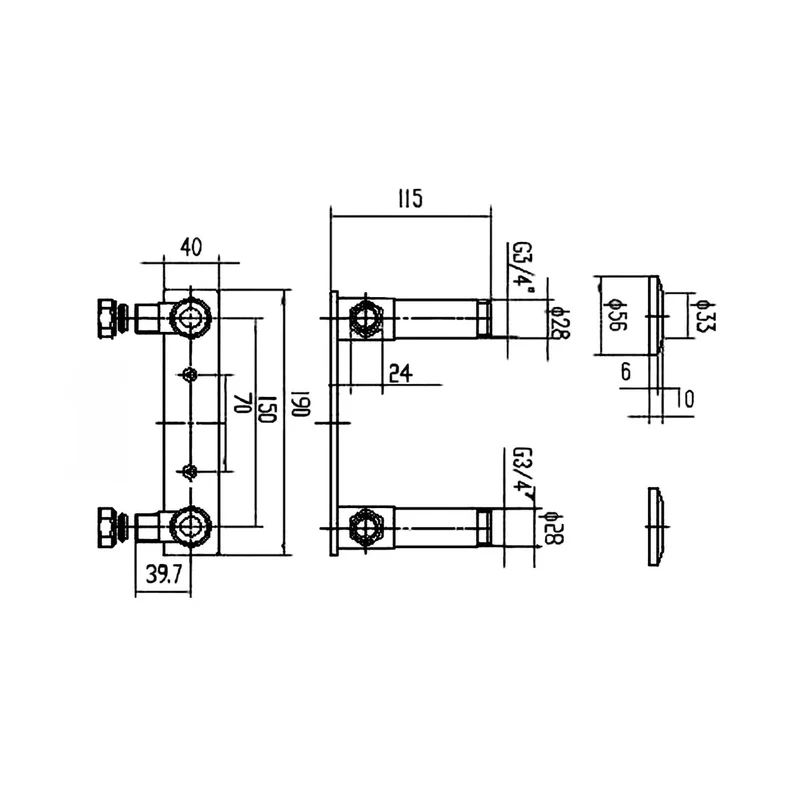 Nuie Fast-fit Bracket For Bar Thermostats Contemporary Chrome Brass 105x190x60mm