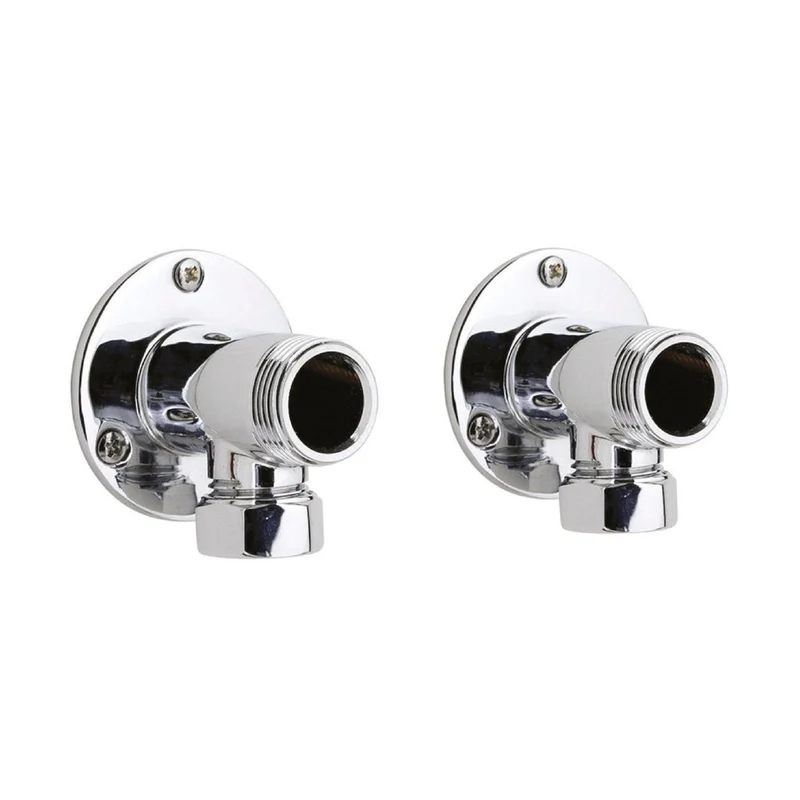 Nuie Backplate Elbow Unions Contemporary Chrome Brass 55x55x51mm