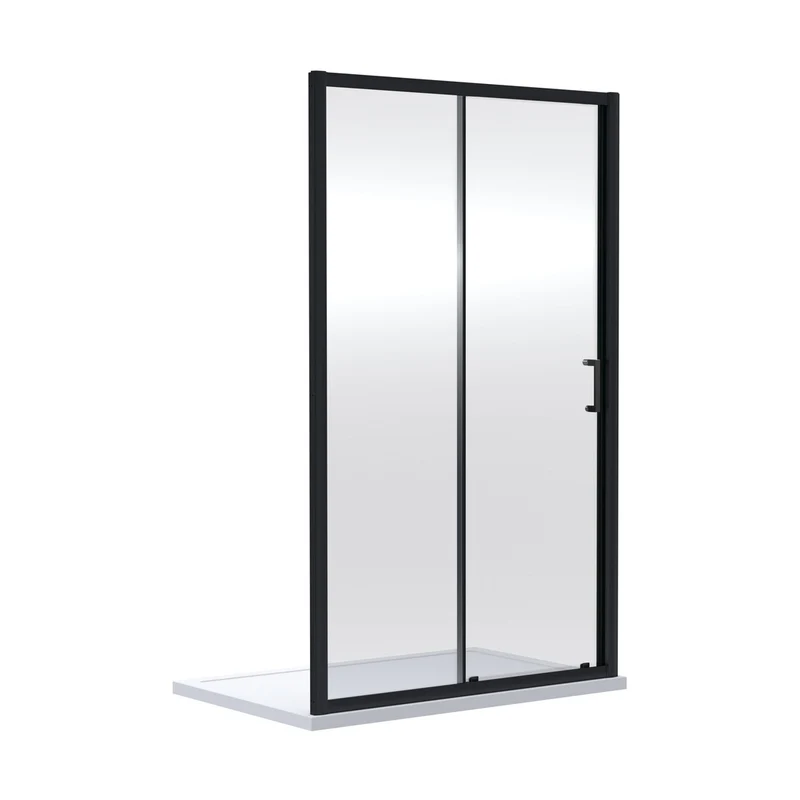 Nuie Rene 1900 X 1200mm Sliding Shower Door Contemporary Matt Black Aluminium 1900x1190x44mm