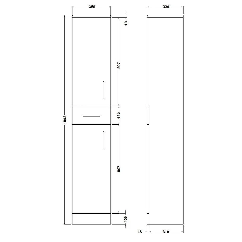 Layla 350mm Tall Unit, 330mm Deep - Gloss White