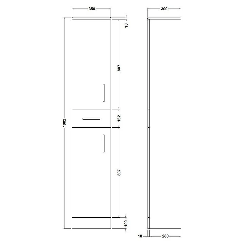 Layla 350mm Tall Unit, 300mm Deep - Gloss White