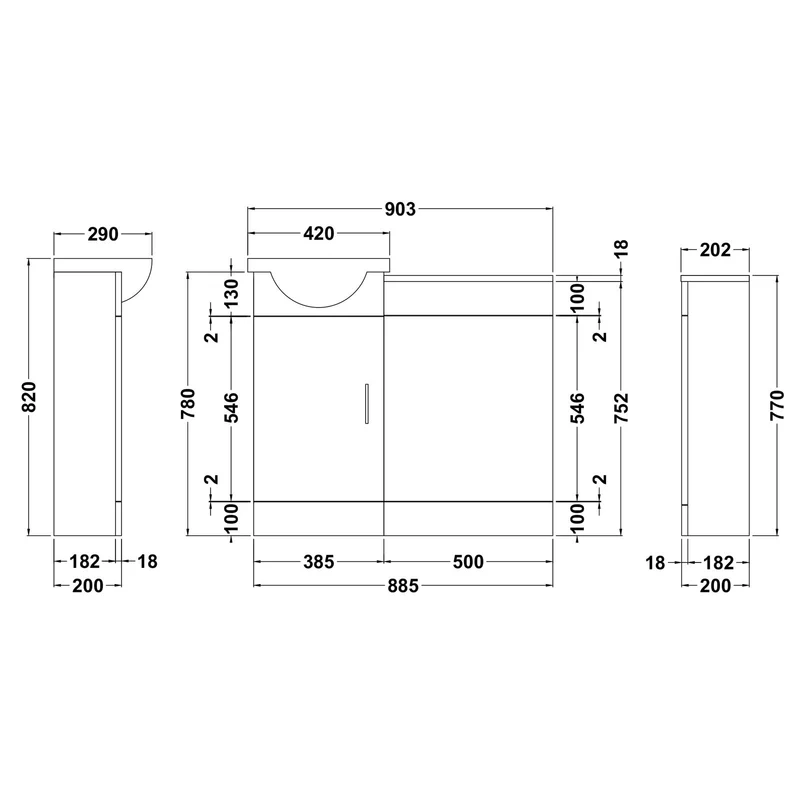 Layla 903mm Furniture Pack With Basin, Back To Wall Toilet & Cistern - Gloss White