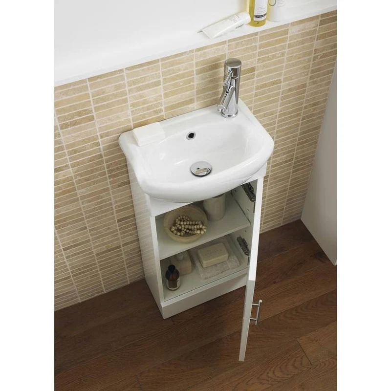 Layla 420mm Cloakroom Floor Standing Vanity Unit & Basin - Gloss White