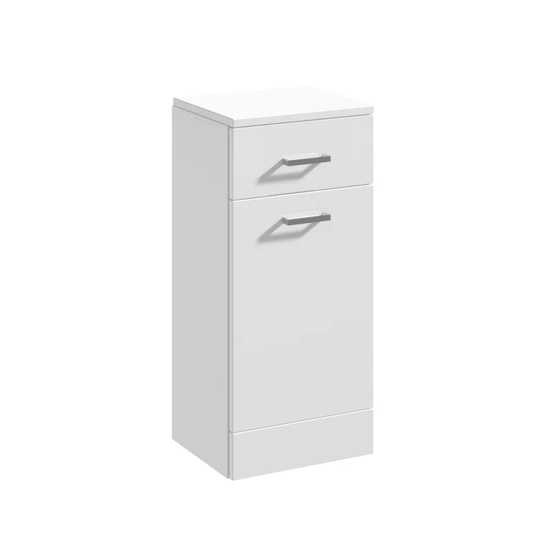 Layla 350mm Laundry Basket Unit, 300mm Deep - Gloss White