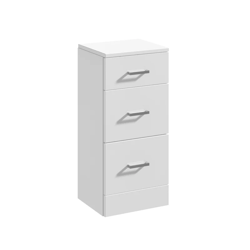 Layla 350mm 3 Drawer Unit, 300mm Deep - Gloss White