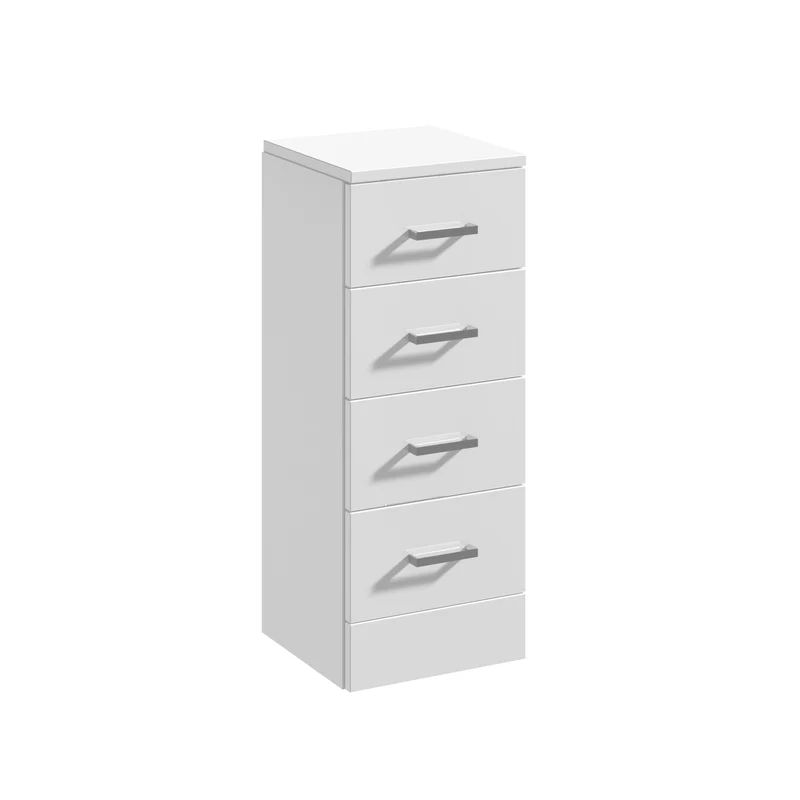Layla 300mm 4 Drawer Unit, 330mm Deep - Gloss White