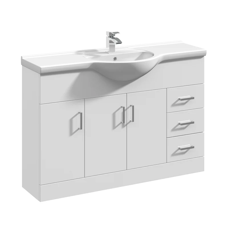 Layla 1200mm Floor Standing Vanity Unit & Basin - Gloss White