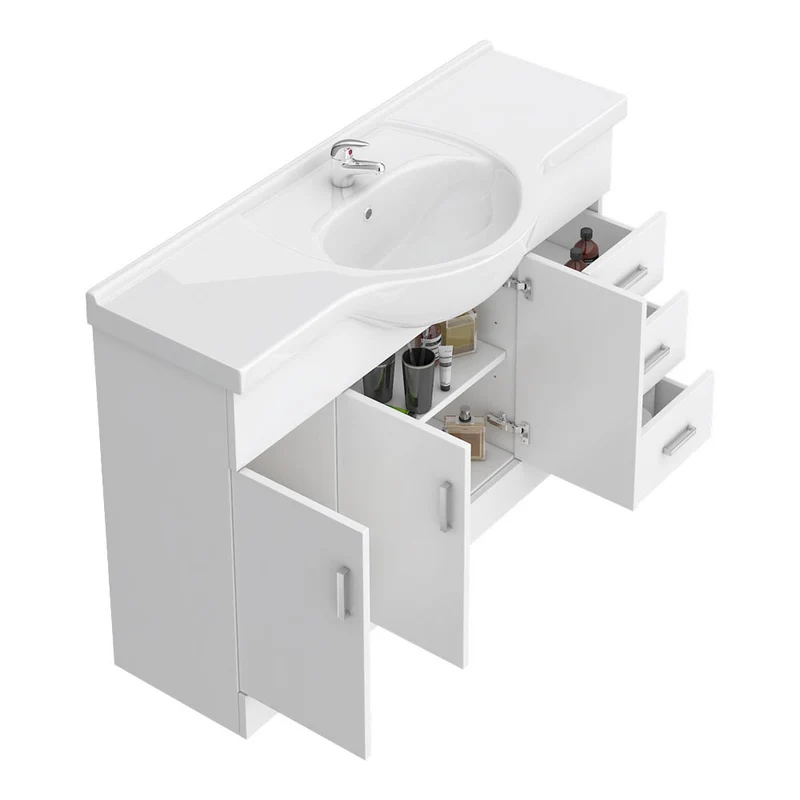 Layla 1200mm Floor Standing Vanity Unit & Basin - Gloss White